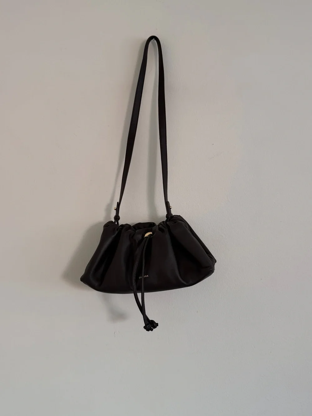 Cuyana Drawstring Brown Leather Bag - mini dia bag - Picture 2 of 15